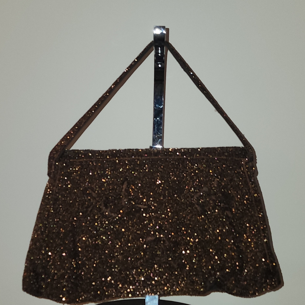 Glamorous Brown Beaded Clutch